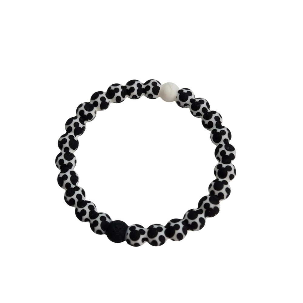 Lokai Unisex Mickey Mouse Ears Silicone Balance Bracelet Black White - Small